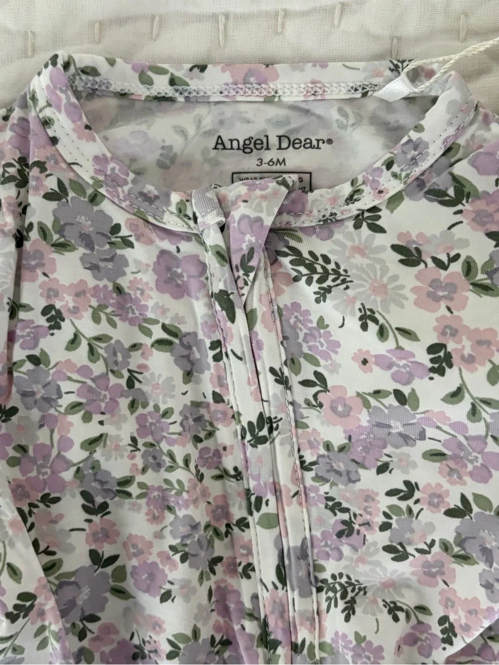 NWT Angel Dear Bamboo Lavender Floral Footed One-Piece Pajama